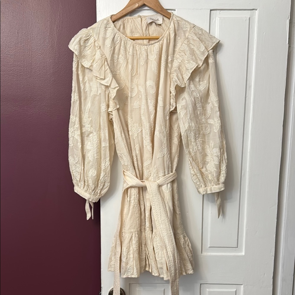 Cleobella Cream Ruffled Long Sleeve Dress XL